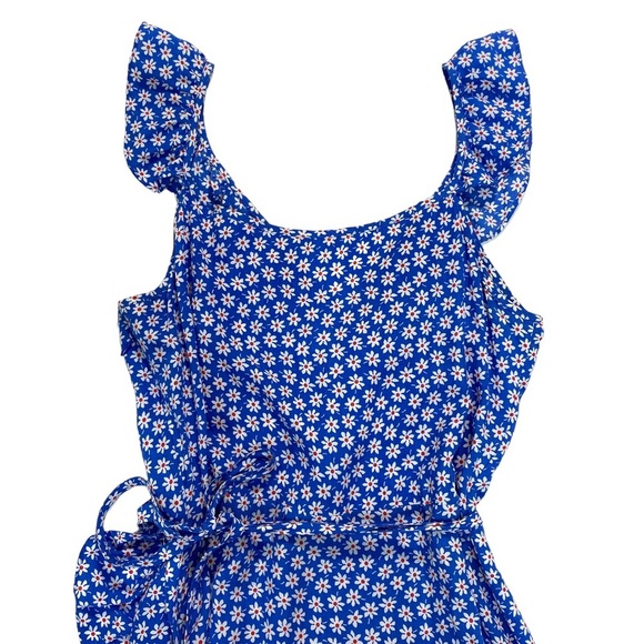 Madewell Ruffled Wrap Maxi Dress in Mini Daisy Blue Size 4 #J2689 - Picture 5 of 8